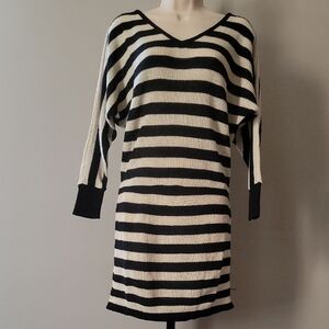 Alloy Emmie Lurex Black and White Striped Sweater Dress